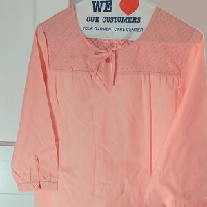 L.L. Bean Peach Blouse with Textured Yoke